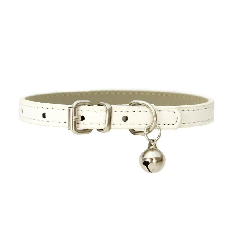 Faux Leather Cat Collar with Bell