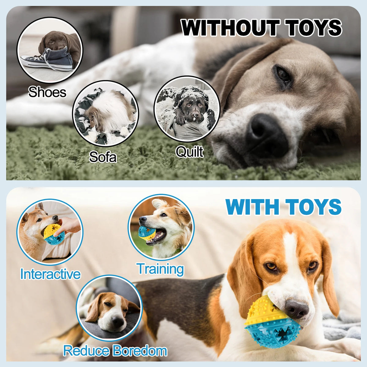 Treat-Dispensing Squeaky Dog Chew Ball