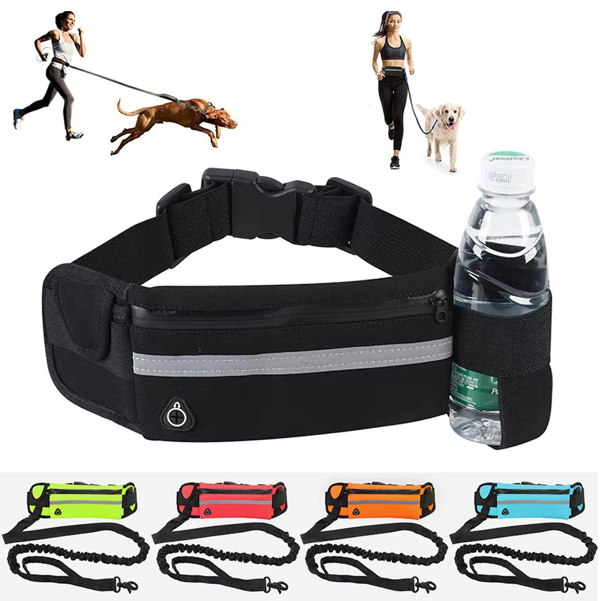 Hands-Free Running Dog Leash with Waist Bag
