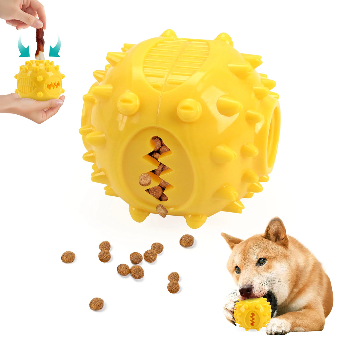 Treat-Dispensing Squeaky Dog Chew Ball