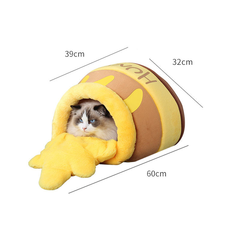 Honey Jar Cat Kennel - Cozy Winter Pet Bed