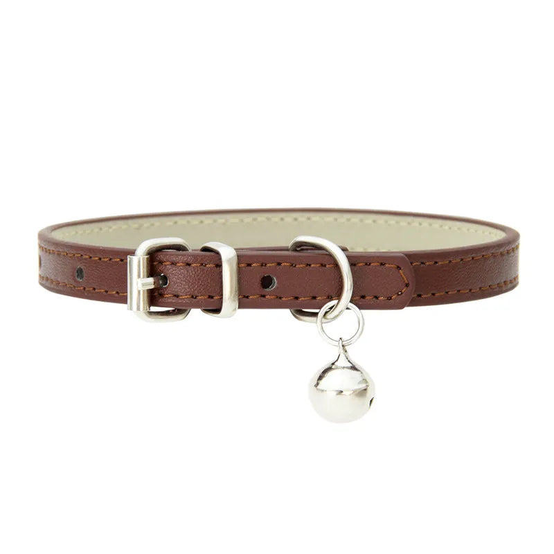 Faux Leather Cat Collar with Bell