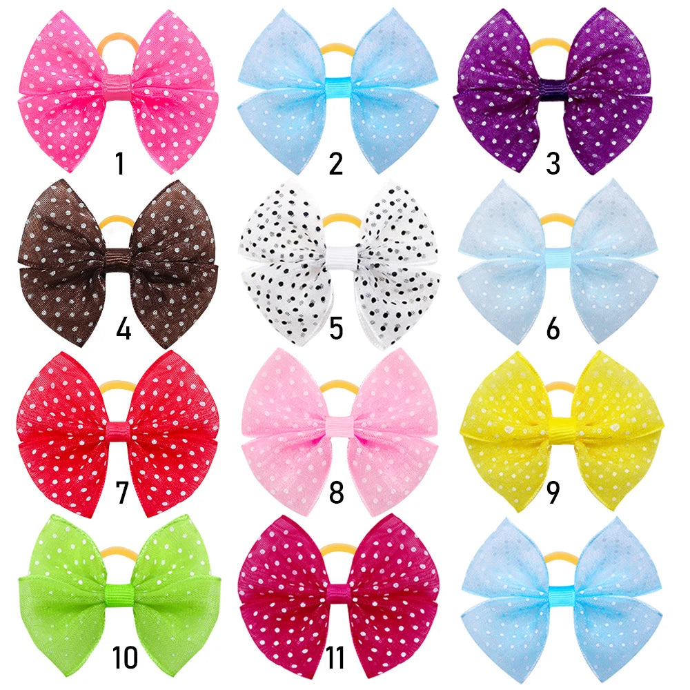 Lace Dog Hair Bows with Rubber Bands (40pcs)