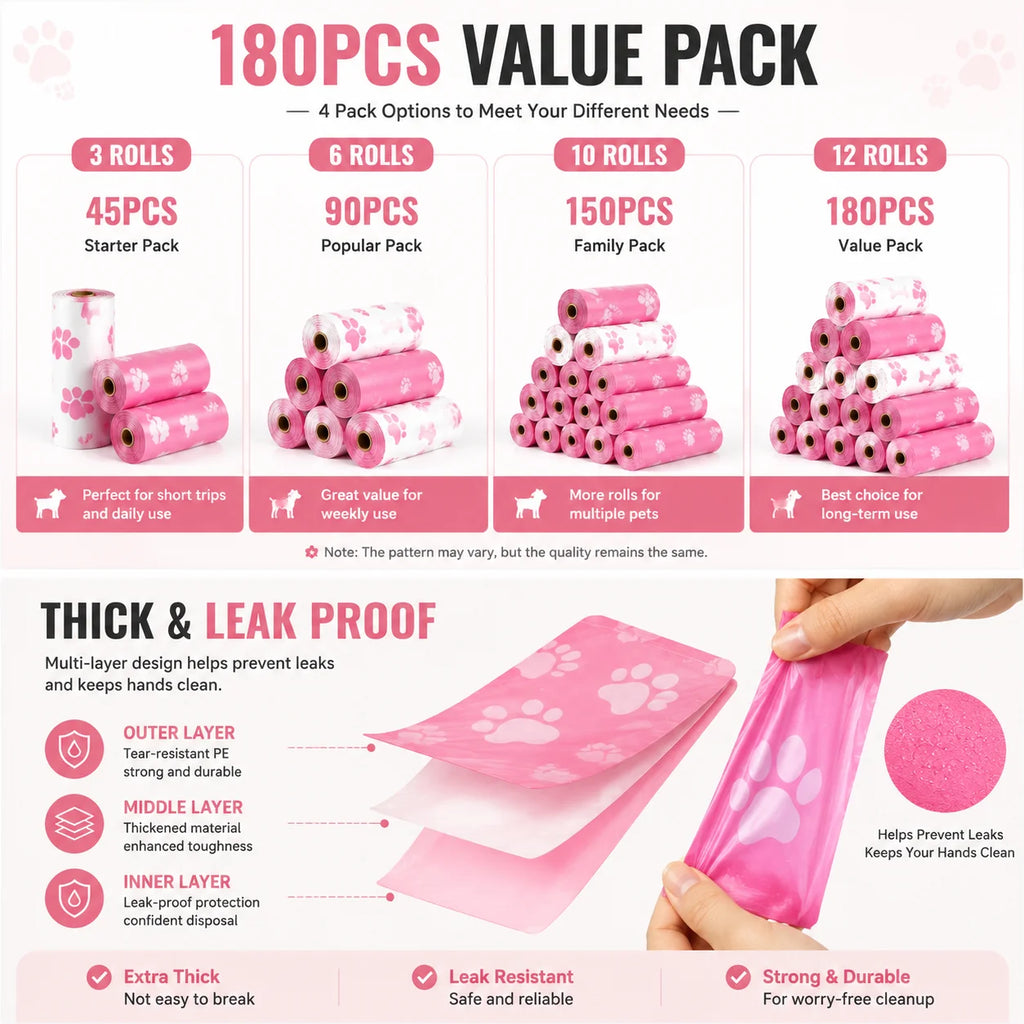 Dog Waste Bags (180pcs)