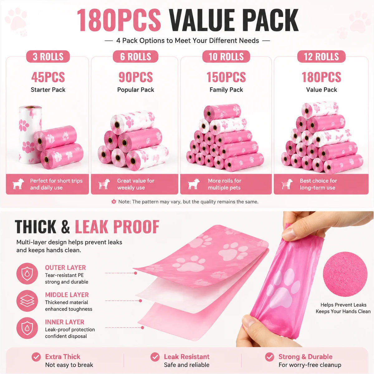 Dog Waste Bags (180pcs)