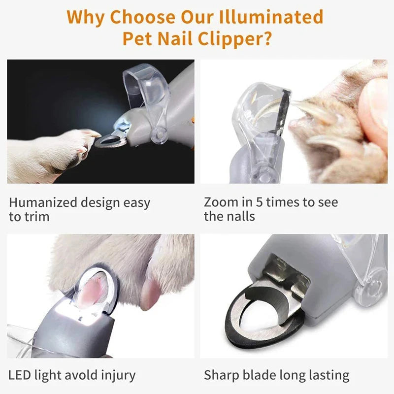 Professional Pet Nail Clipper with LED Light