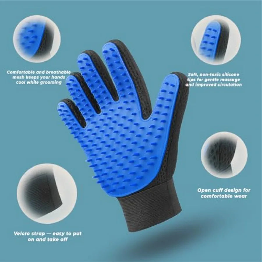 2-in-1 Pet Grooming & Deshedding Gloves