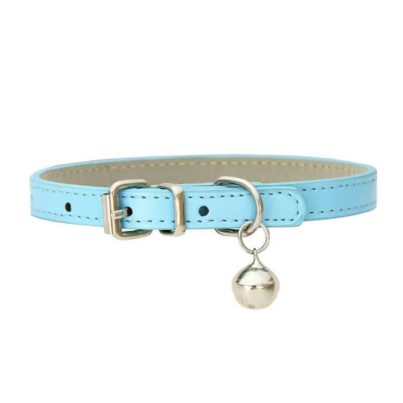 Faux Leather Cat Collar with Bell