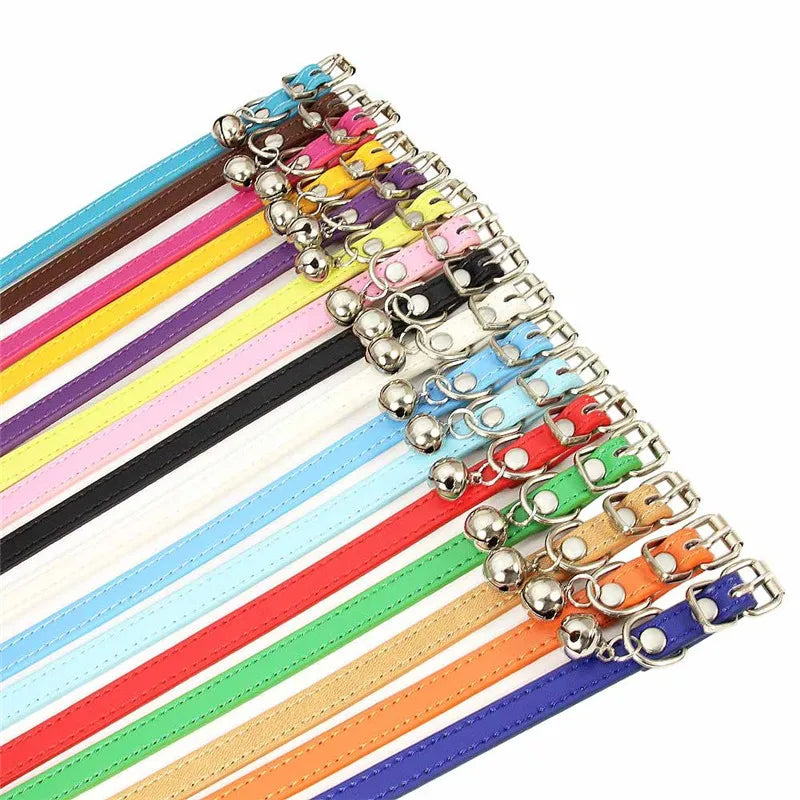 Faux Leather Cat Collar with Bell