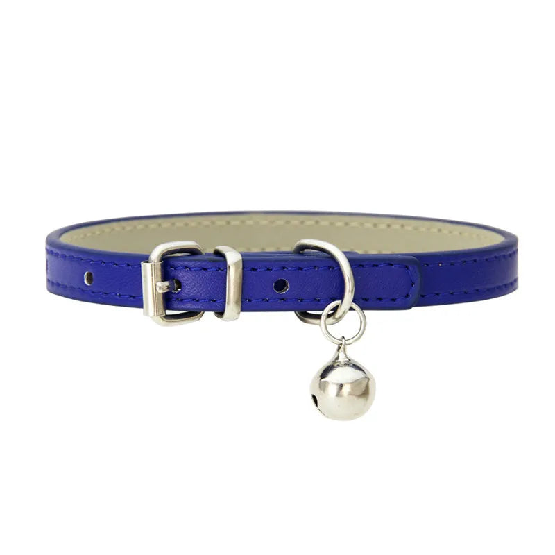 Faux Leather Cat Collar with Bell