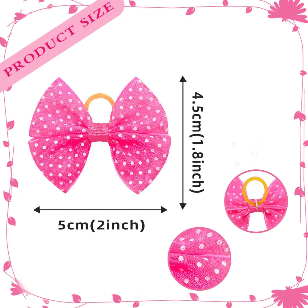 Lace Dog Hair Bows with Rubber Bands (40pcs)