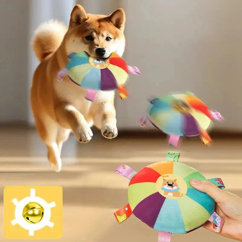 Plush Flying Disc Dog Toy with Bell