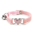 Velvet Cat Collar with Heart Charm & Bell