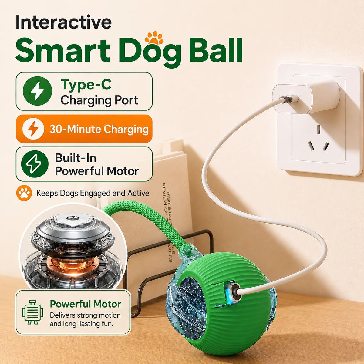 Smart Auto-Rolling Dog Ball Toy