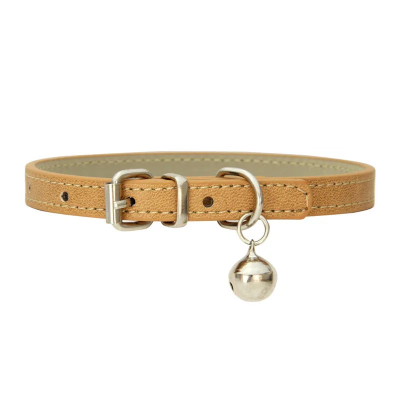 Faux Leather Cat Collar with Bell