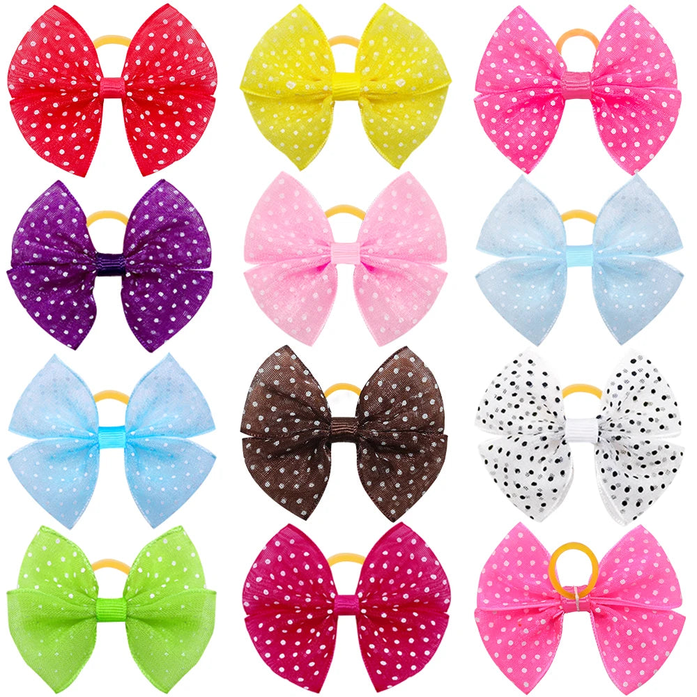 Lace Dog Hair Bows with Rubber Bands (40pcs)