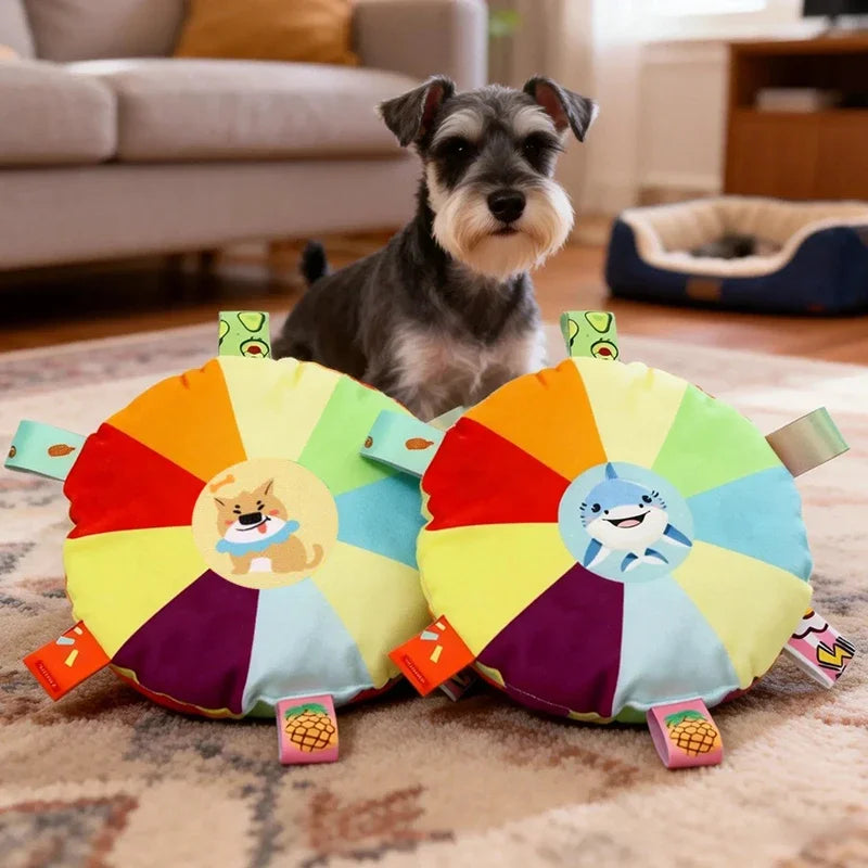 Plush Flying Disc Dog Toy with Bell