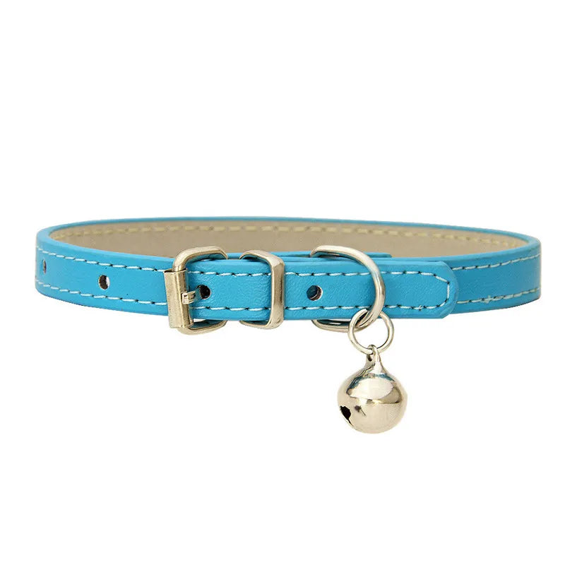 Faux Leather Cat Collar with Bell