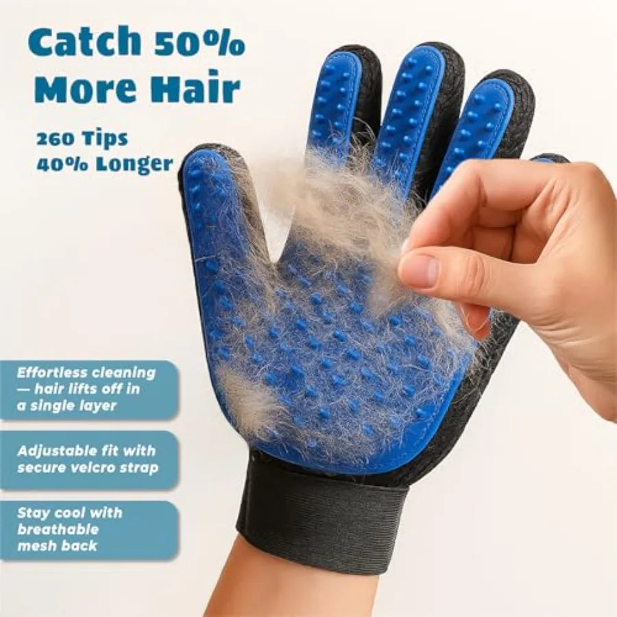 2-in-1 Pet Grooming & Deshedding Gloves
