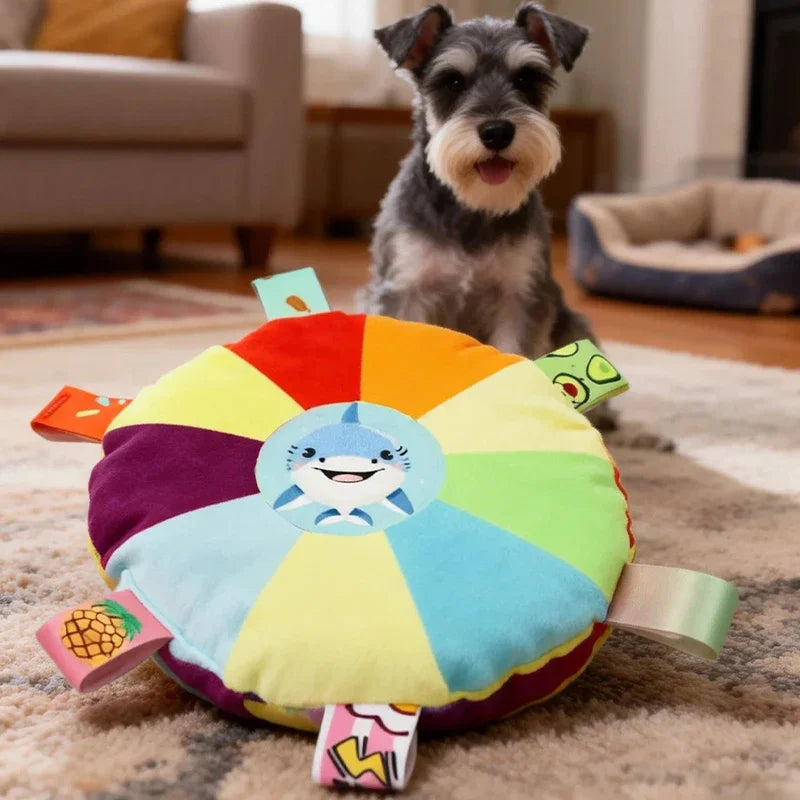 Plush Flying Disc Dog Toy with Bell