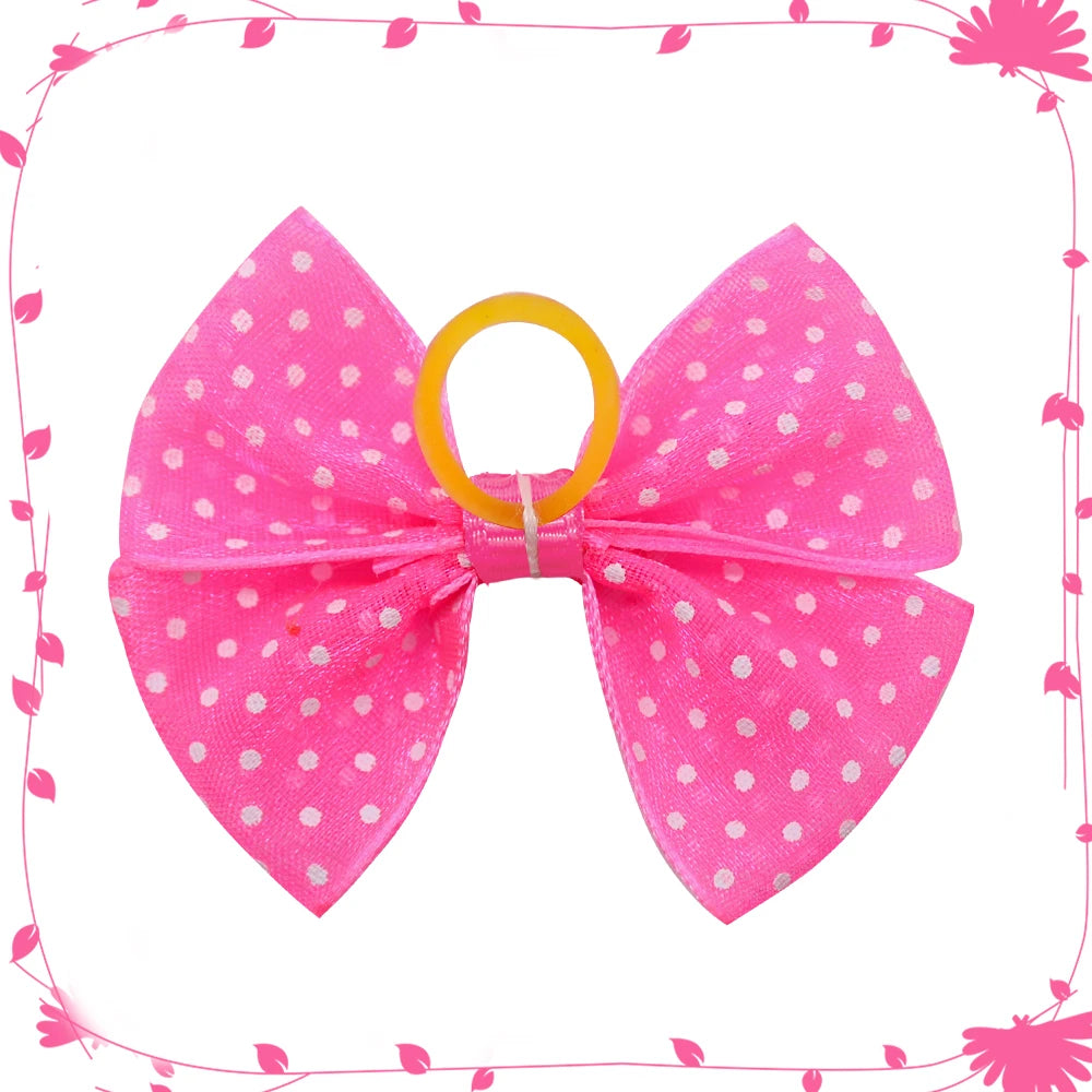 Lace Dog Hair Bows with Rubber Bands (40pcs)