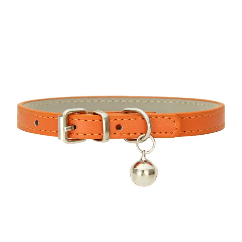 Faux Leather Cat Collar with Bell