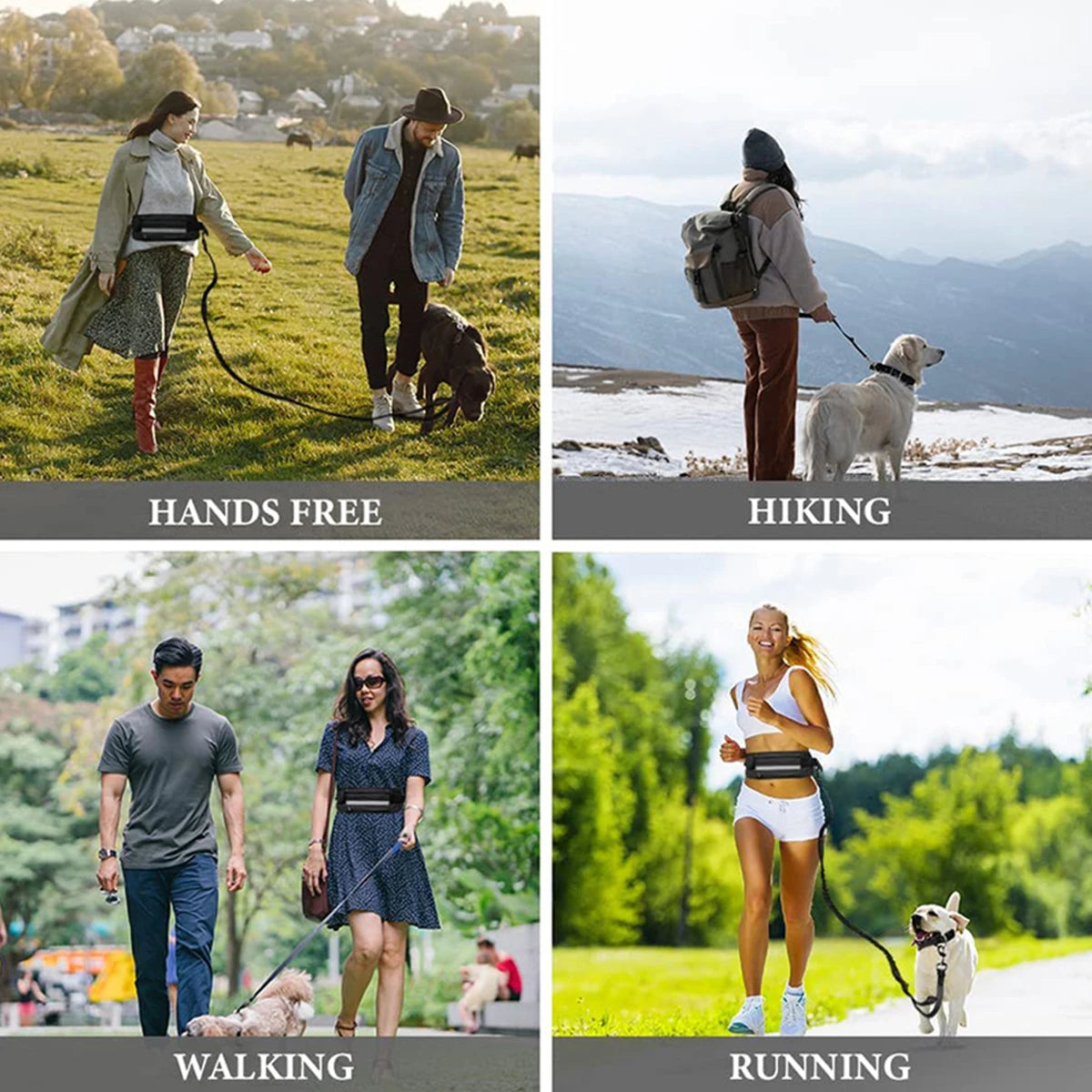 Hands-Free Running Dog Leash with Waist Bag