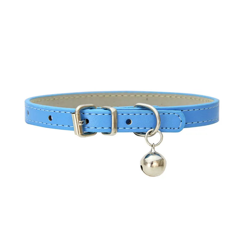 Faux Leather Cat Collar with Bell