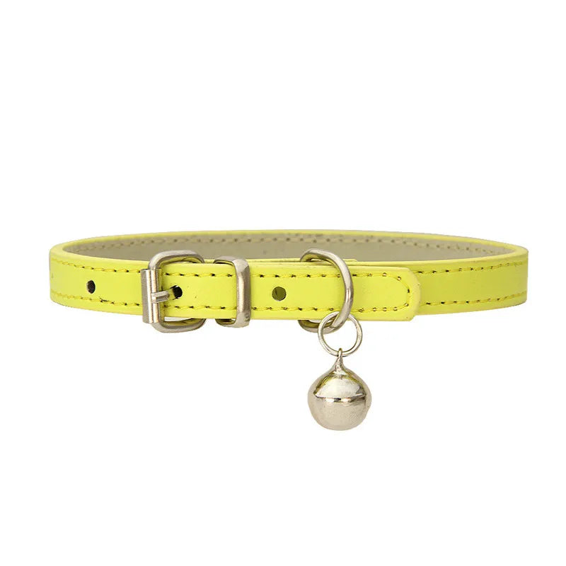 Faux Leather Cat Collar with Bell