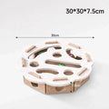 Felt Cat Puzzle Feeder Box with 3 Balls Interactive Maze Slow Feeder Toy for Indoor Cats Mental Enrichment Treat Hideout