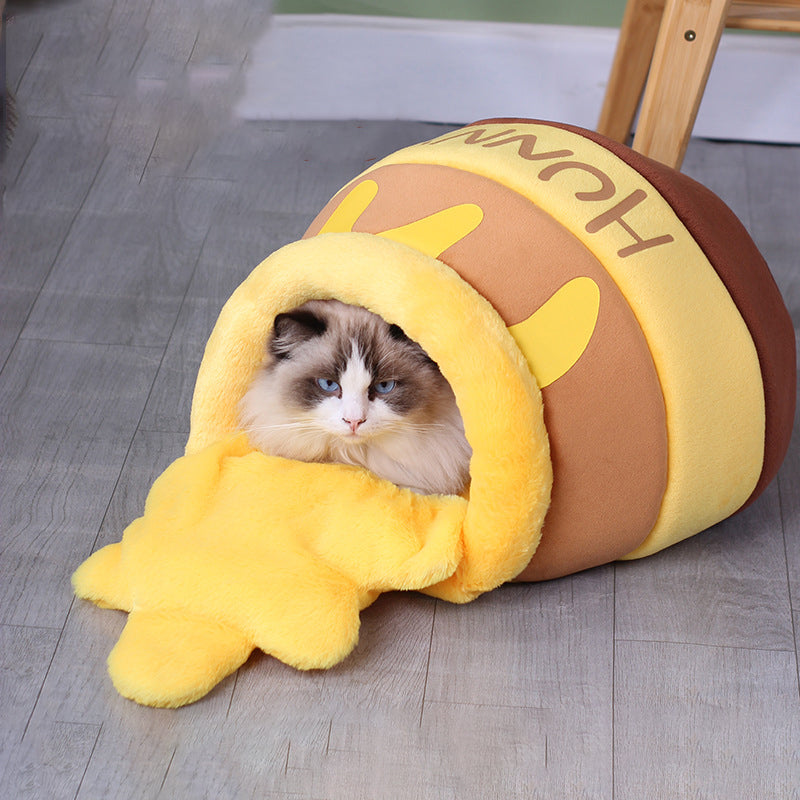 Honey Jar Cat Kennel - Cozy Winter Pet Bed