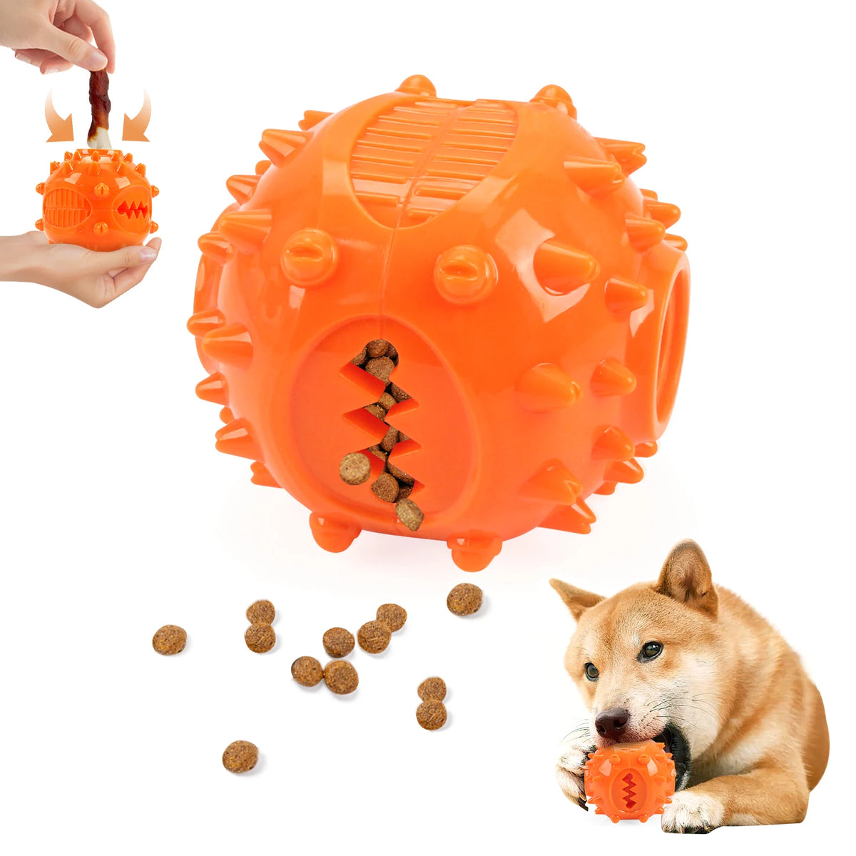 Treat-Dispensing Squeaky Dog Chew Ball