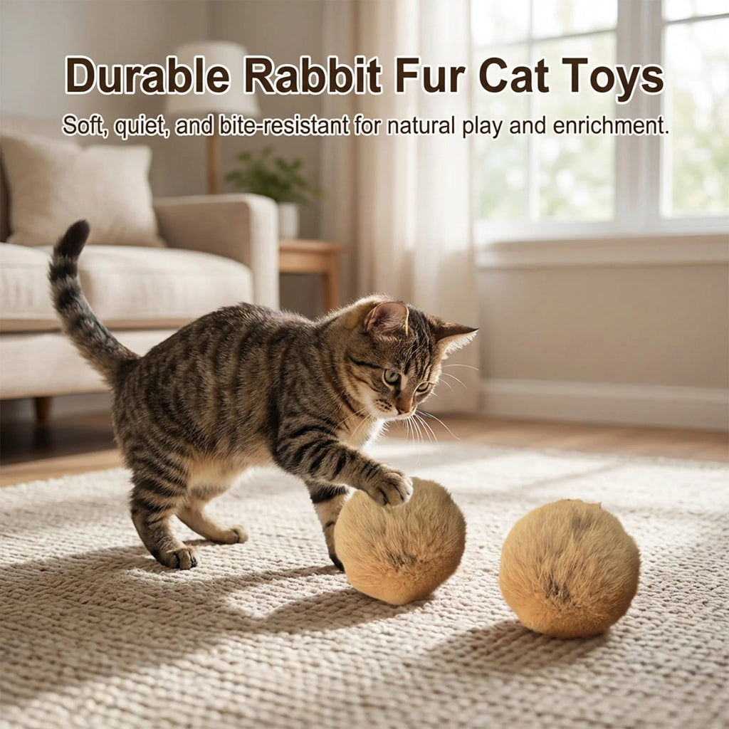 Rabbit Fur Catnip Ball Toy