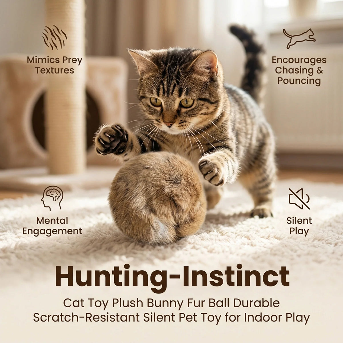 Rabbit Fur Catnip Ball Toy