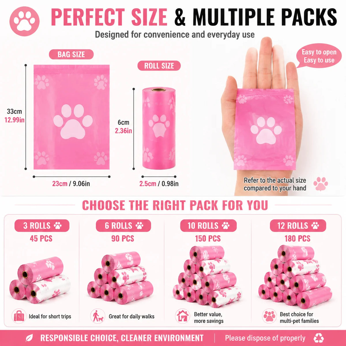 Dog Waste Bags (180pcs)