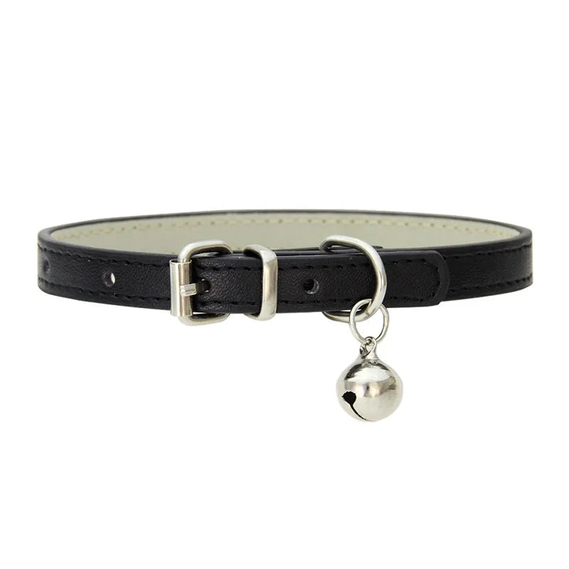 Faux Leather Cat Collar with Bell