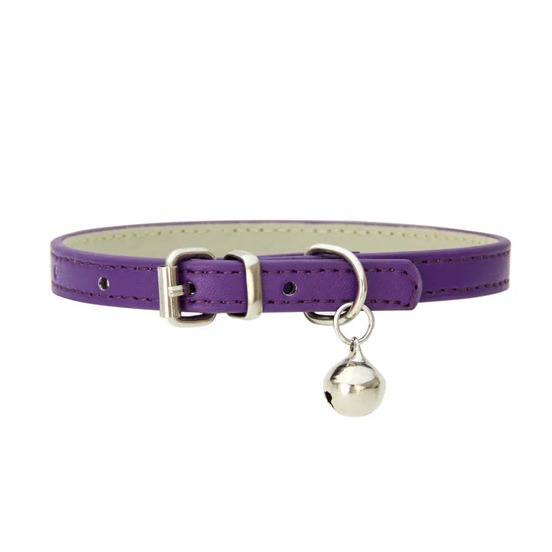 Faux Leather Cat Collar with Bell