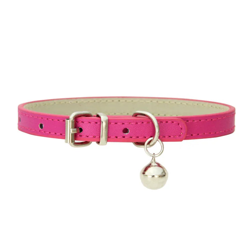 Faux Leather Cat Collar with Bell