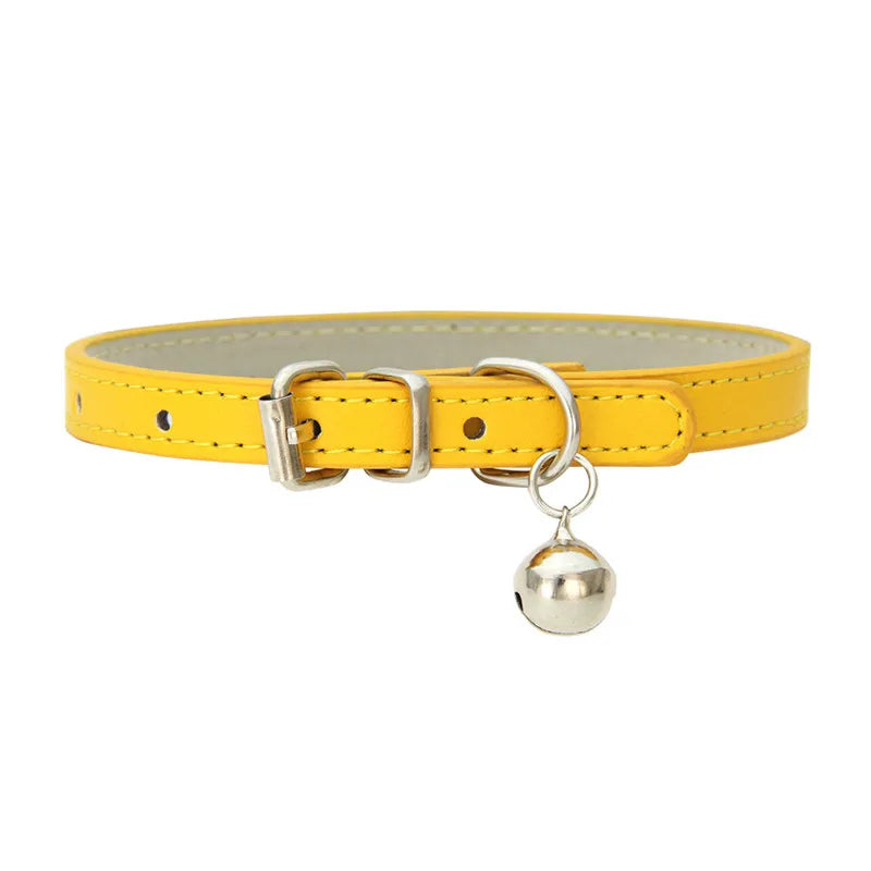 Faux Leather Cat Collar with Bell