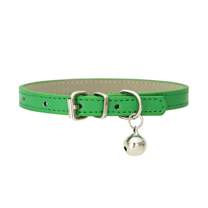 Faux Leather Cat Collar with Bell