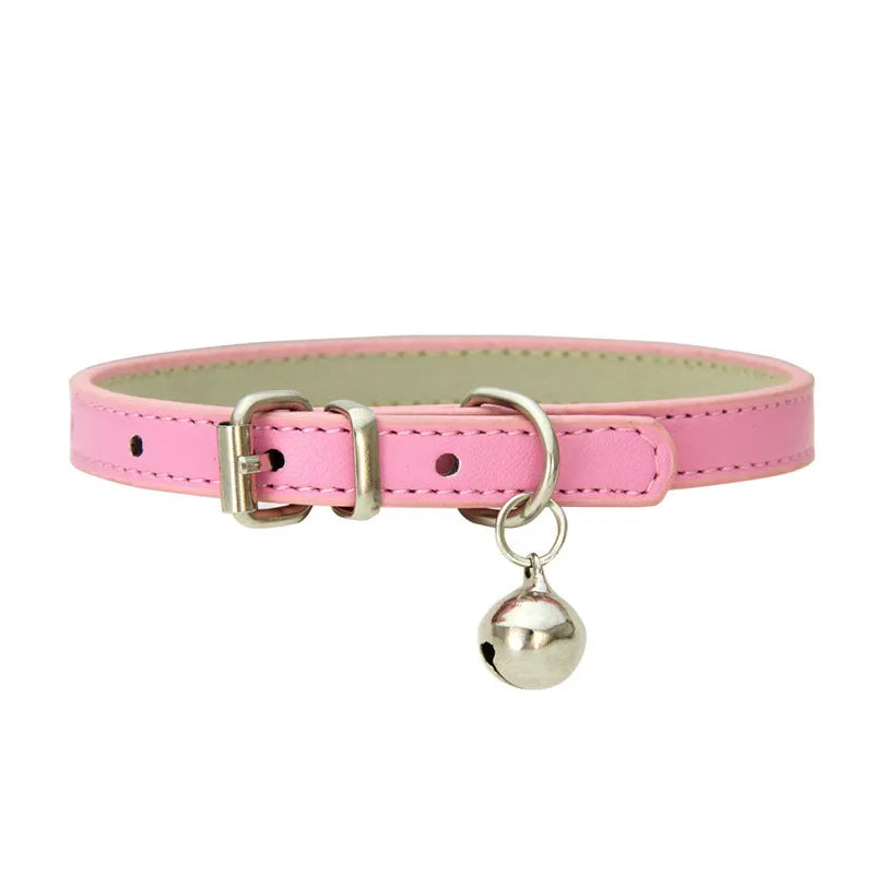 Faux Leather Cat Collar with Bell