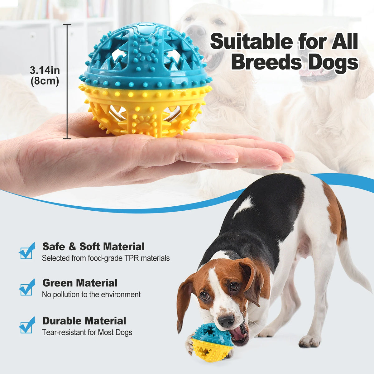 Treat-Dispensing Squeaky Dog Chew Ball