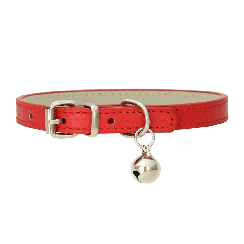 Faux Leather Cat Collar with Bell