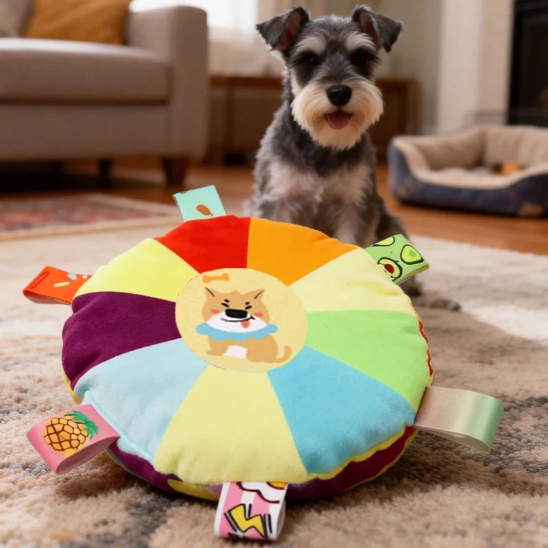 Plush Flying Disc Dog Toy with Bell